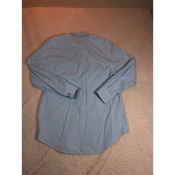 Peter Millar Mens Blue Checkered Dress Shirt Size M - Picture 15 of 16